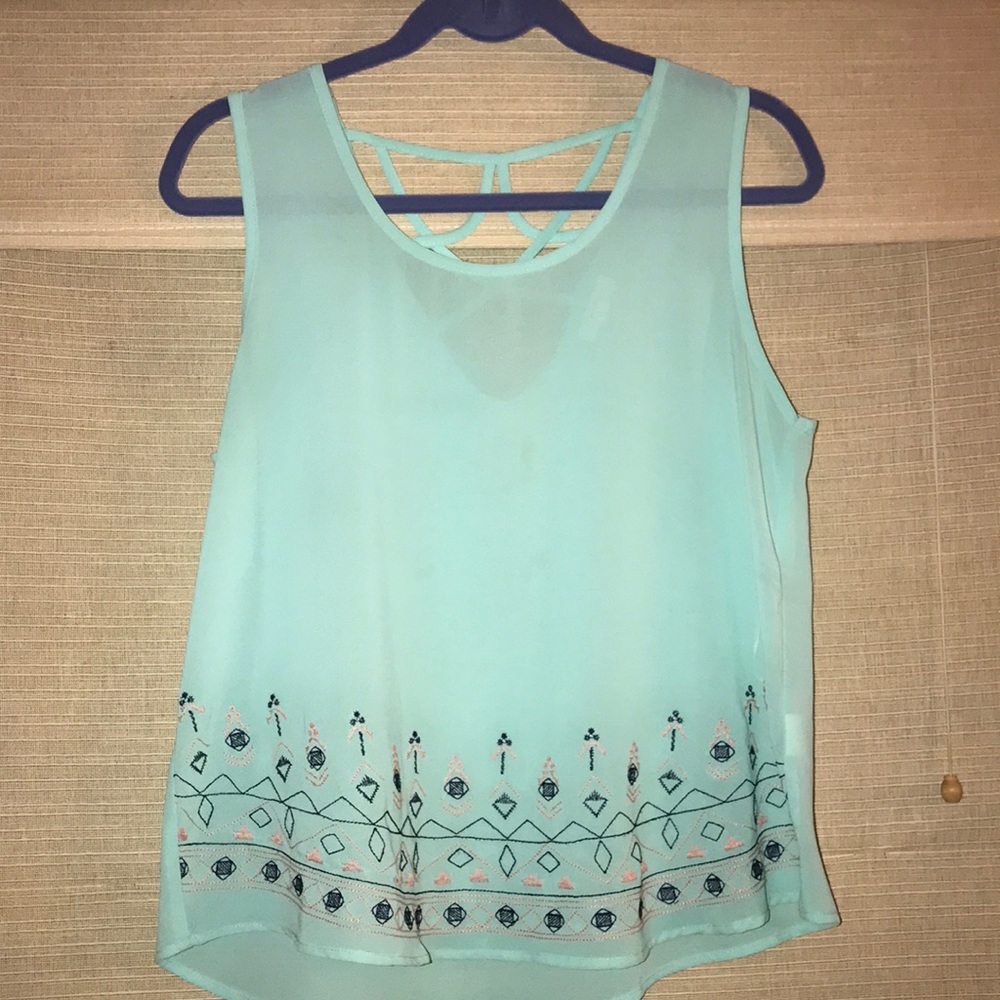 Teal top with cut out detail